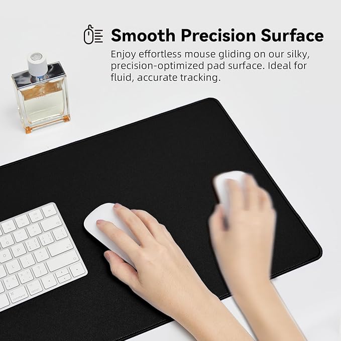 Reniteco Waterproof Large Gaming Mouse Pad with Durable Stitched Edges, Non-Slip Rubber Base, Grainy Jacquard Mouse Mat Desk Pad for Home Office Gaming, 31.5''x11.8''x0.12'', Matte Black