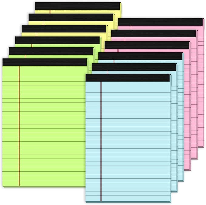 12 Pack Small Note Pads 5x8, Small Colored Legal Pads 5x8 College Ruled