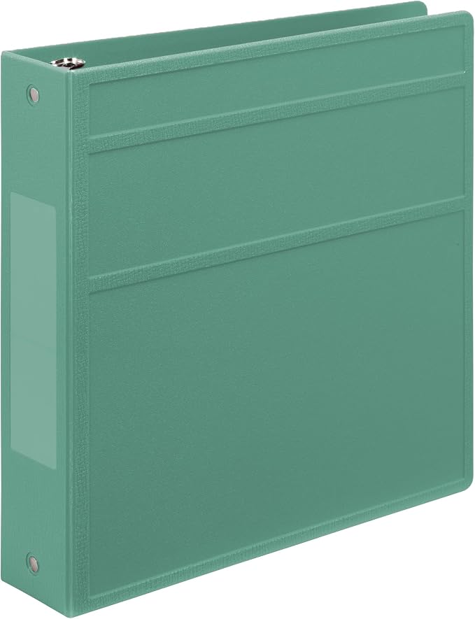 Carstens 2-Inch Heavy Duty 3-Ring Binder - Side Opening, Mint, Durable Plastic, No-Gap Rings, Waterproof Covers, No Pockets, Holds 300 Letter-Sized Sheets, BPA-Free, Made in USA (2827-3R), Case of 16