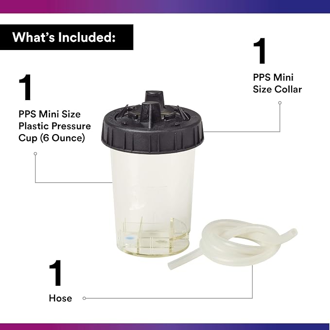 3M PPS (Original Series) H/O Pressure Cup with Air Hose, 16121, Mini, 6 oz, Use w/ 3M Accuspray HGP Spray Gun for Thick High-Viscosity Paints, Stains, Varnishes, Coatings and Primers, 1 Pack