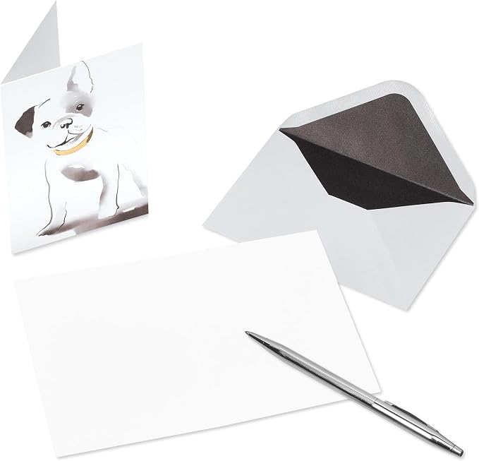 Papyrus Blank Cards with Envelopes, Frenchie (12 count)