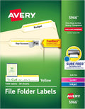 Avery® TrueBlock® File Folder Labels, 2/3" x 3-7/16", 1,500 Printable Labels, White/Yellow, Permanent (5966)