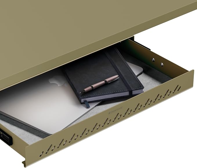 Desktronic Under Desk Drawer — Hidden Under-Desk Storage Organizer, Easy Install, Large Capacity Metal Sliding Drawer for Home Office, Standing Desk & Workstation (Green)