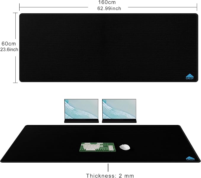 Cacoy 63" x 24" Giant Mouse Pad, Oversized Gaming Computer Mouse Mat, Black | Extended Keyboard Mousepad Premium Textured Surface Non-Slip Rubber Base Stitched Edge Desk Mat Optimized for Speed & Control
