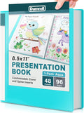 Dunwell Presentation Binder 48-Pocket, Displays 96 Pages, 8.5x11 Portfolio Binder with Plastic Sleeves, Storage and Organizer for Documents, Photos, Kids Artwork, Projects, Recipes (Aqua)