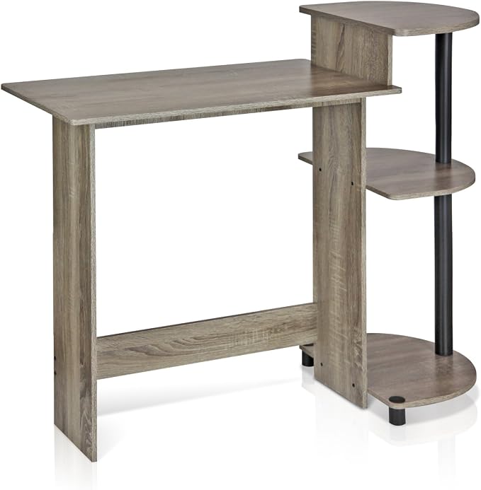 Furinno COMPACT Desk, 28.5" Wide Gaming Desk with Shelves, Computer Desk with Book Shelf, Office Desk for Home Office, Study Room, Dorm, Bedroom, French Oak
