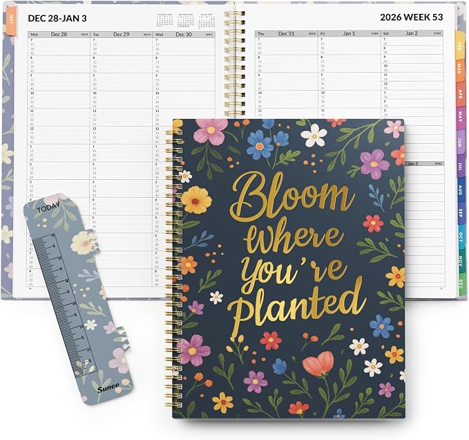 SUNEE 2027 Appointment Book, Quarter-Hourly, Weekly Monthly Planner, 8.5"x11",Navy Flower