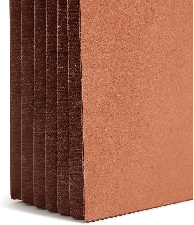 Smead End Tab File Pocket, Reinforced Straight-Cut Tab, 5-1/4" Expansion, Extra Wide Letter Size, Redrope with Brown Gusset, 10 per Box (73691)