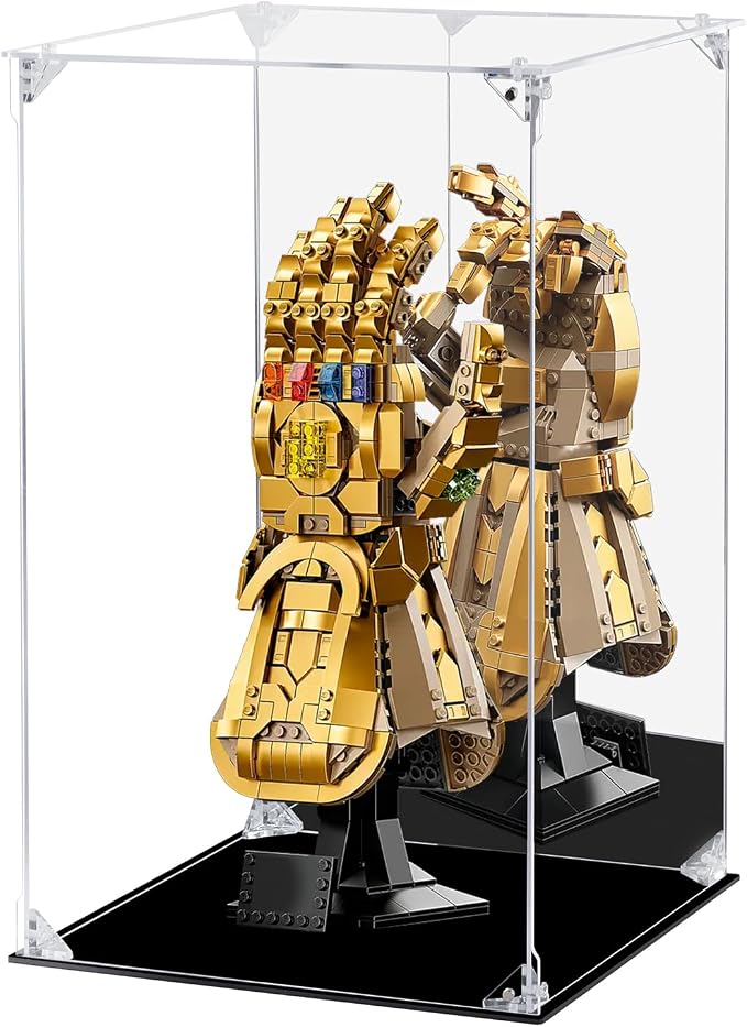 Acrylic Display Case Clear Action Figure Display Case with Mirrored Back, Dustproof Protection Display Box Alternative Glass Case for Collectibles Figures Models Doll Toys(10x10x15.7 inch, 25x25x40cm)
