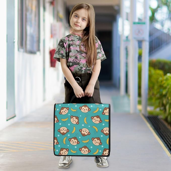 Custom Cartoon Animals Teal Print 3 Ring Zipper Binder with Shoulder Strap & Handle 1.5 Inch D-Ring Zippered Bag with Multiple Pocket, Personalized Binder Organizer for School or Office