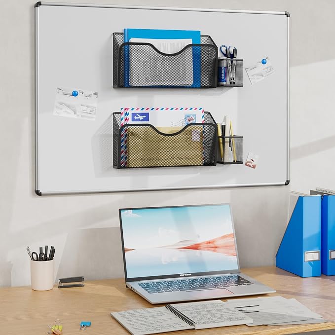 JANE EYRE Magnetic File Holder - Dual Magnets Hanging File Organizer | 2pcs File Holders, 2pcs Pen Holders, Strong Organization Capabilities for Classroom Home Office