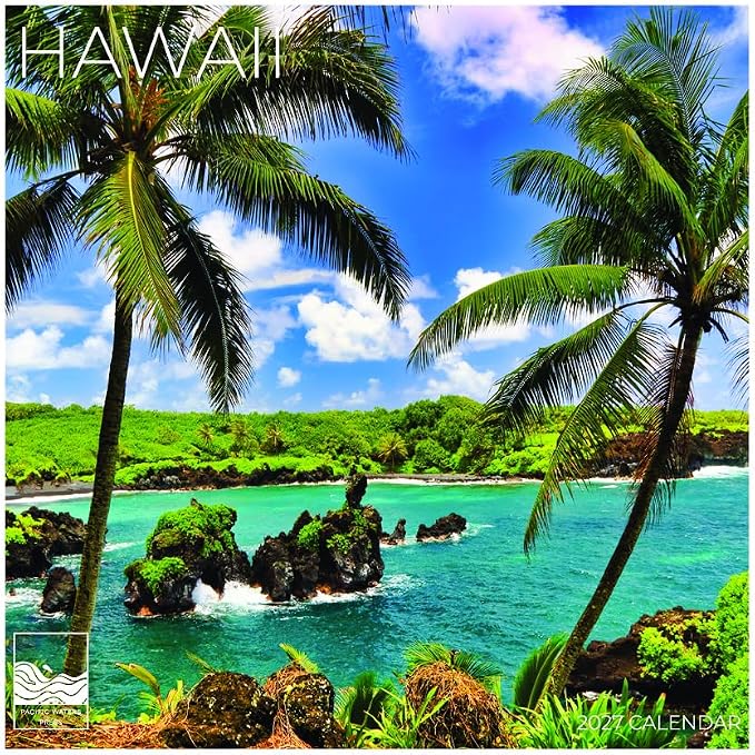 Hawaii 2027 Wall Calendar, 12 x 24 Hanging Pacific Waters Press