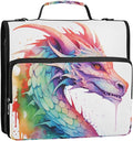 Colorful Dragon 3 Ring Binder Bag 1.5 inch Binder Organizer with Zipper Shoulder Strap 500 Sheet Documents Storage for School Office