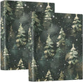 Winter Green Christmas Tree 3 Ring Binder with 2 Interior Pockets 1.5 inch Binders 3 Ring Heavy Duty Fit 8.5" x 11" Letter Size for Office School, 2 Pack