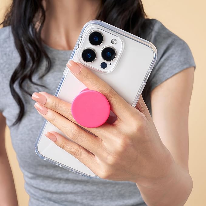 PopSockets Adhesive Phone Grip, Holder- Neon Pink | Secure Comfortable Hold, Anti-Drop, Kickstand, Hot Pink, Electronic Accessories, For iPad/Kindle/iPhone/Android