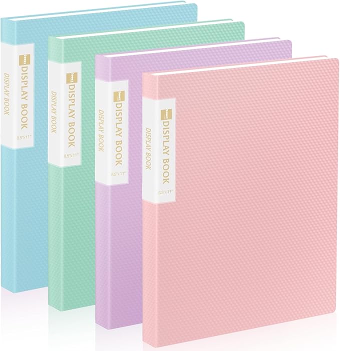 Sooez 4 Pack Binder with Plastic Sleeves 18Pocket, Displays 36 Pages 8.5x11 | 11 Presentation Folders with Clear Sheet Protectors, Art Portfolio Binder for Certificate & Office Project Folder