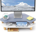AFOOYO Monitor Stand Riser,2 Tier Corner Wood Sturdy 16.5In Computer Stand, Multi-Purpose Desktop Storage Stand for Laptop,PC,iMac,Printer,Computer,Blue