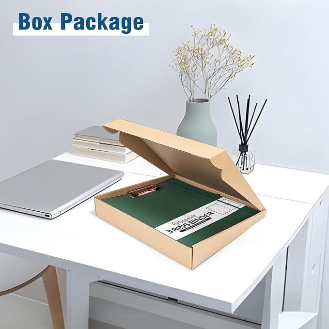 Ospelelf 3 Ring Binder 1 Inch Binder Organizer with Zipper Pouch, Linen Hardcover Portfolio Clipboards for Letter Size (8.5" x 11"), 5 Plastic Binder Dividers with 10 Pockets (Green)