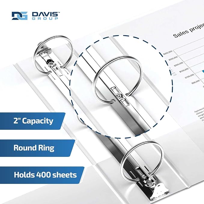 Easyview 3-Ring Binder, Clear-View Cover, 2" Round Rings, 12 Pack | Heavy-duty binder, fits 8.5" x 11" paper, white, customizable cover, made in Canada, ideal for school or office use
