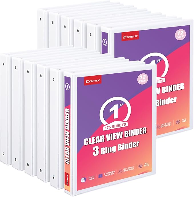 Customizable Round Ring Binder, 1 Inch 3 Ring Binder, Minimalist PVC-Free Binder with Clear View Cover, Lay-Flat Design for Everyday Document Organization at Home, School & Office