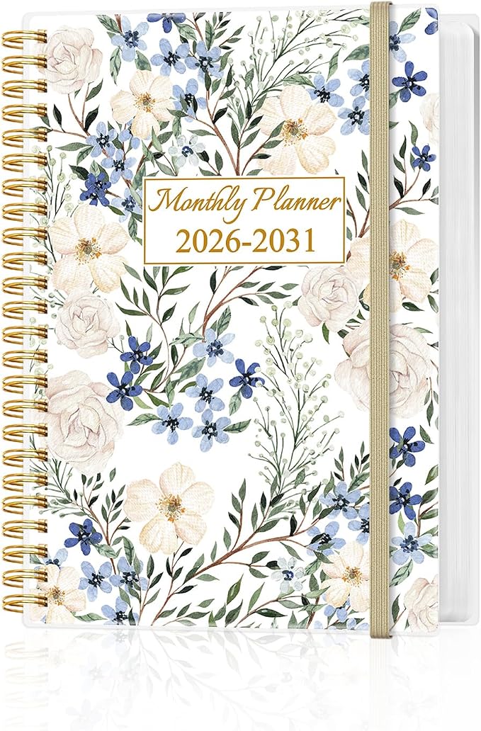 2026-2031 Monthly Planner - 60 Month PLanner Calendar from August 2026 to June 2031, 5 Year Planner 2026-2031 with Flexible Cover, Inner Pocket, Perfect for Home | School | Office, 5.8" x 8.5", Crushed Flower