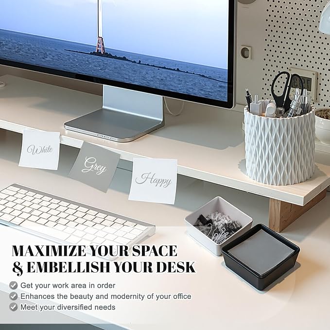 Kosiz 27 Pcs Black and White Desk Accessories Gift for Aesthetic Desk Organizer White Office Supplies Pen Holder Sticky Notes Stapler Binder/paper Clips Scissor Staple for Back to School(Classics)