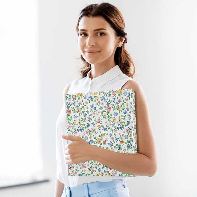 Flowers Boho 3 Ring Binders 1.5 Inch Round Rings Clear View Three Ring Binders Versatile Binder for Work School Office Supply 1 Pack