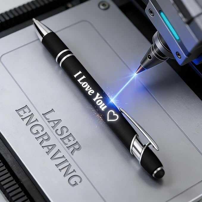 CRME Bulk Custom Pens Personalized Customized Engraved Writing Pen with Name Logo 2-in-1 Stylus Retractable Ballpoint Pen with Stylus tip Ideal for Coworkers Nurse Office Supplies Black Ink Pens
