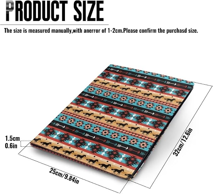Dreaweet Aztec Native Ethnic Tribal Horse Pattern Padfolio Leather Portfolio Folder Document Resume Organizer File Holder Folders Letter Size PU Office Folder Binder
