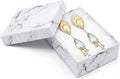 TheDisplayGuys 25 Cardboard Jewelry Gift Boxes with Inserts - Marble White | Size #32 - 3.3" x 2.3" x 1.0", Lids, Cotton Filled Padding, Kraft Paper, Bulk Pack Case, for Shipping, Organizers, Storage