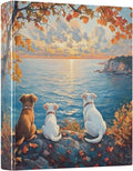3 Ring Binder Funny Three Dogs Sunset 1.5 inch Binders Three Ring Binders with Clipboard Fit 8.5'' x 11'' Paper 3 Interior PVC Clear Pockets for Office Supplies