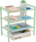 Desktop Shelf Organizer, 3-Tier Desk Organizer, Adjustable Metal Bookshelf for Top of Desk, Office Storage Rack for Office, Home, Dorm and Small Spaces (Mint Green)