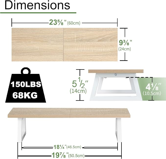 TEAMIX 24 inch Monitor Riser for Desk, Wood & Steel Computer/TV Stand Maple | Laptop, PC, Printer Stand Riser, Holds 150lbs, Desktop Organizer, Keyboard Storage, for Office, Home, Gaming, Craft Space