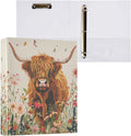 JIPONI 3 Ring Binder Cute Highland Cow 1 Inch Round Binders for Men Women Students, Cute File Organizer for Office School