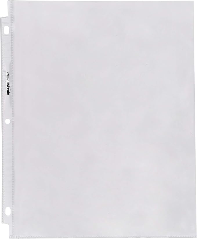 Amazon Basics Sheet Protectors for 3 Ring Binder, Heavyweight, Polypropylene, Top Loading, Letter Size, 8.5 x 11 Inch, 200-Pack, Clear