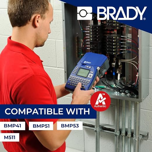 Brady Authentic (M4C-375-422) Aggressive Adhesive Multi-Purpose Polyester Labels 0.375 in Black on White. for use with The BMP41, BMP51, and M511 Label Printers