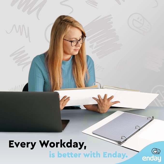Enday 1 Inch Binder (6 Pack - White) 3 Ring Binder 1 inch with Clear View Cover and 2 Inside Pocket - for Letter Size 8.5 x 11'' Paper, Ideal for School Supplies, Office, and Home