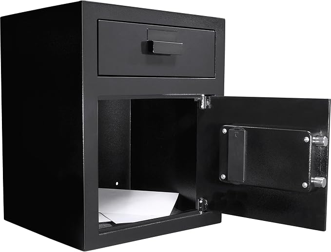 Barska Digital Depository Safe with Drop Slot – Solid Steel Lock Box for Cash, Mail & Valuables, Dual PIN Code Access, Anti-Pry Door, 2 Steel Bolts, Mounting Hardware – for Home & Office Security | Digital keypad depository safe with 5mm steel door and...