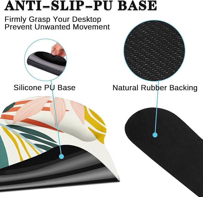 Keyboard Mouse Pad Set, 4 in 1 Desk Mat Set, Bohemian Rainforest | Boho Tropical Large Mousepad+Keyboard Wrist Rest+Mouse Wrist Rest+Coaster Ergonomic Design for Home Office Computer