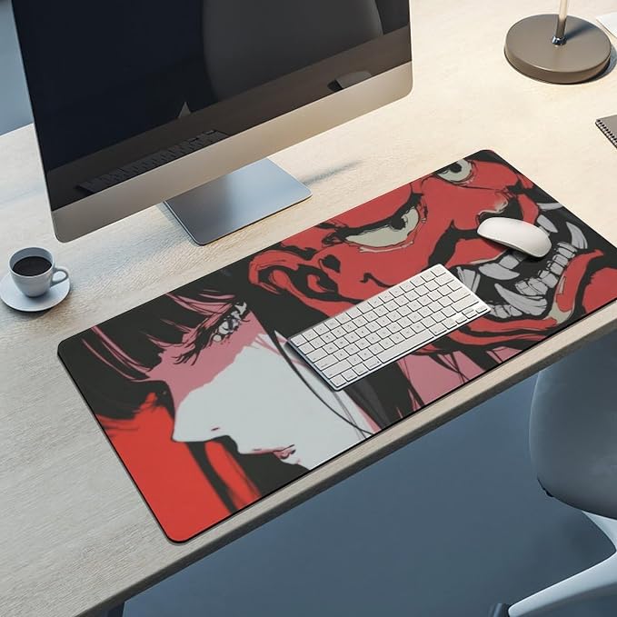 Japanese Female Samurai Anime Girl Large Mouse Pad Gaming Mousepad Keyboard Computer Pad Non-Slip Rubber Desk Mat Home Office 40x90cm