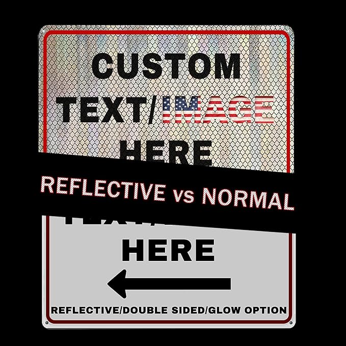 Custom Sign Left or Right Arrow, Glow in the Dark/Reflective Option, Personalized Metal Address Plaque, Customize for Business Logo, Office, Home, Yard, Outdoor 12''x8''