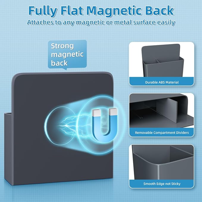 Magnetic Dry Erase Marker Holder, Magnetic Pen Holder Whiteboard Pen Holder Dry Erase Marker and Eraser Organizer,Powerful Neodymium Magnets 4pcs (Grey)