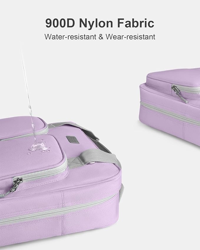 3 Inch Zipper Binder 3 Ring with Shoulder Strap & Multi-Pocket | Binder with Zipper Holds Up to 700 Sheets for Office School, Compatible with 13” MacBook Laptop ipad, Purple