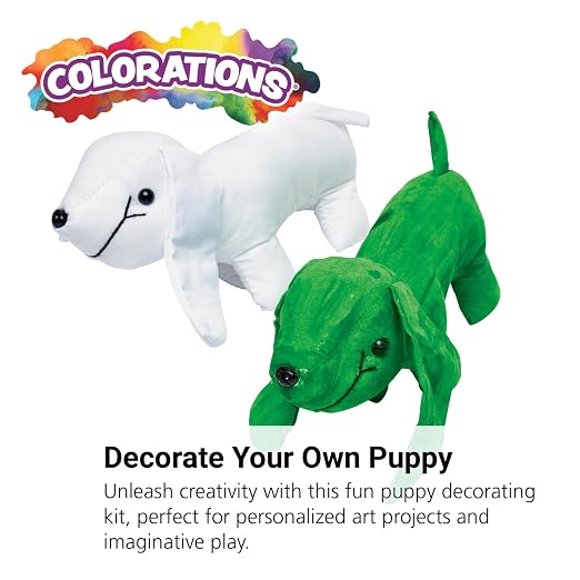 Colorations Set of 12 Decorate Your Own Fabric Plush Stuffed Puppy Dog, Arts & Crafts, Autograph, Signatures, Smooth, 4-1/4"H x 8-1/4"L each