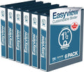 Easyview Premium 3-Ring Binders with Clear-View Covers and Round Rings, Binders for School or Office, 1.5 Inch, Pack of 6, Navy Blue