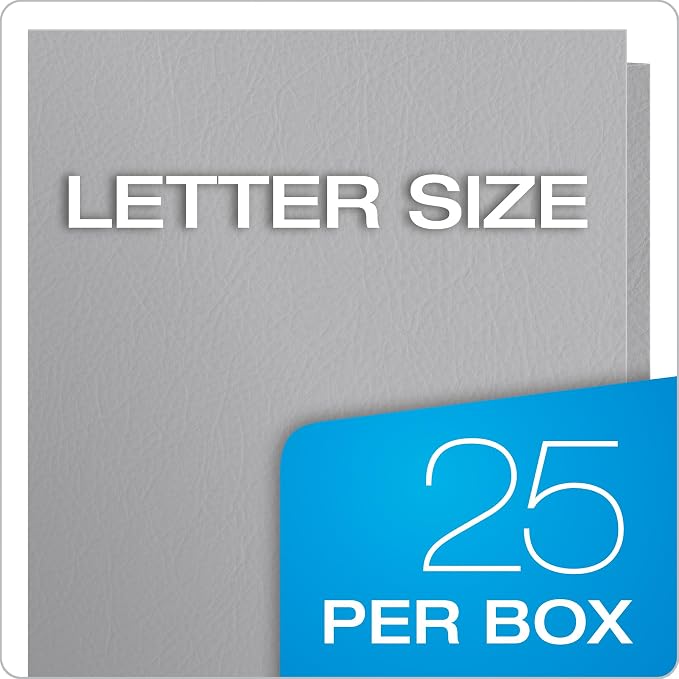 Oxford Twin-Pocket Folders,Textured Paper,Letter Size,Gray,Holds 100 Sheets,Box of 25 (57505EE),(Pack of 5)