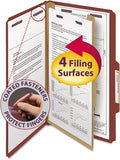 Smead Pressboard Classification File Folder with SafeSHIELD Fasteners, 1 Divider, 2" Expansion, Legal Size, Red, 10 per Box (18775)