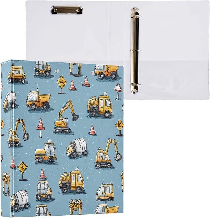 Scrambling Motorcycle Round Ring Binders 1.5 Inch Blue Bike Doodle Pattern 3 Ring Clipboard Binder for Office School Work Supplies File Folder Document 200 Sheet Capacity Easy Open 2 Pieces