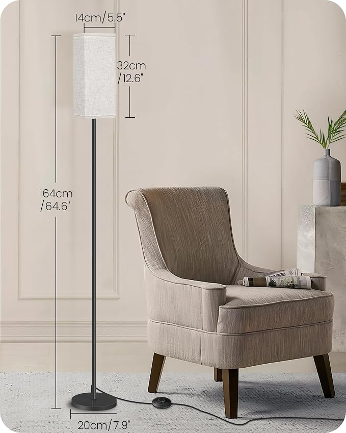 Set of 2 Floor Lamps for Living Room, Modern Tall Standing Lamps with Foot Switches, Bulb Not Included, 64.6'', for Living Room, Bedroom, Kids Room, ETL Listed, Beige and Black E07LDP205W1