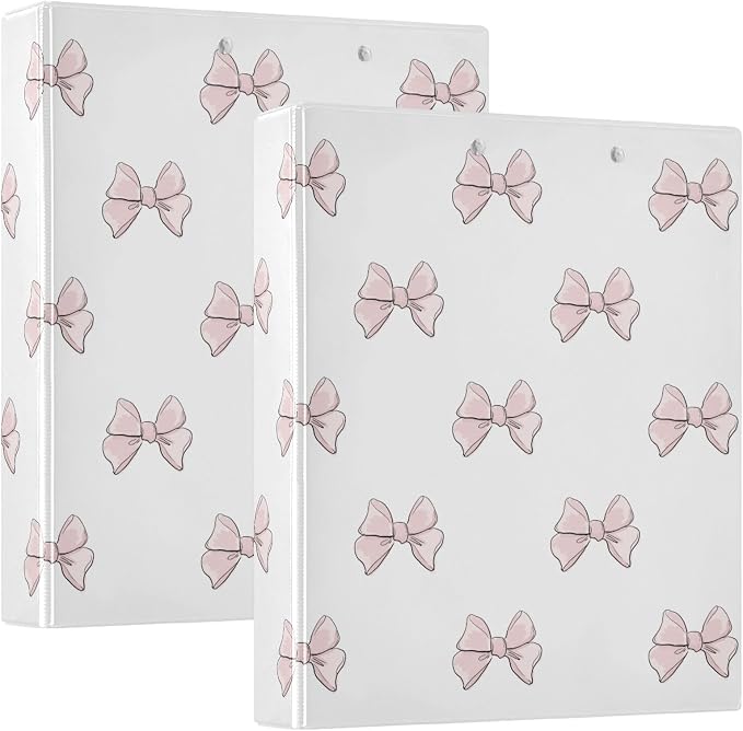 Cute Beautiful Pink Bow 1.5 Inch Binders 3 Ring for Letter Size Holds 200 Sheets Notebook Binder with Clipboard for Women or Men